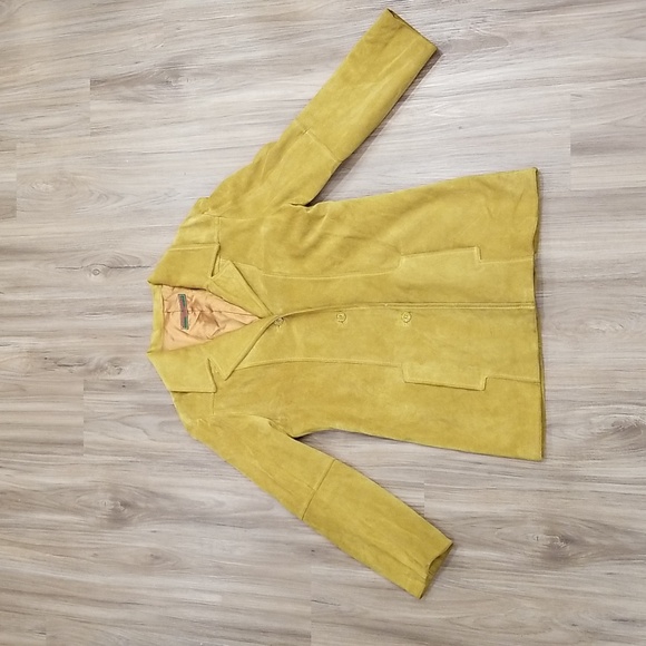 Katharine Hamnett Denim Lined 3 Button Suede Jacket Vintage 90s Women's - Picture 2 of 12